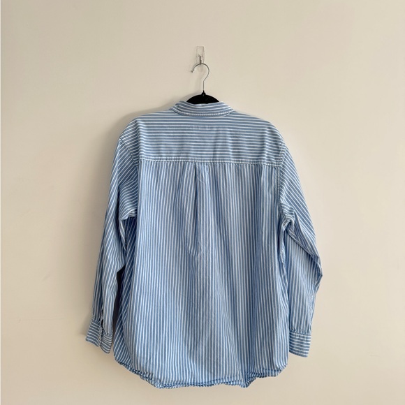 Striped Blue Cotton Button Down Shirt (men’s) - Picture 2 of 3